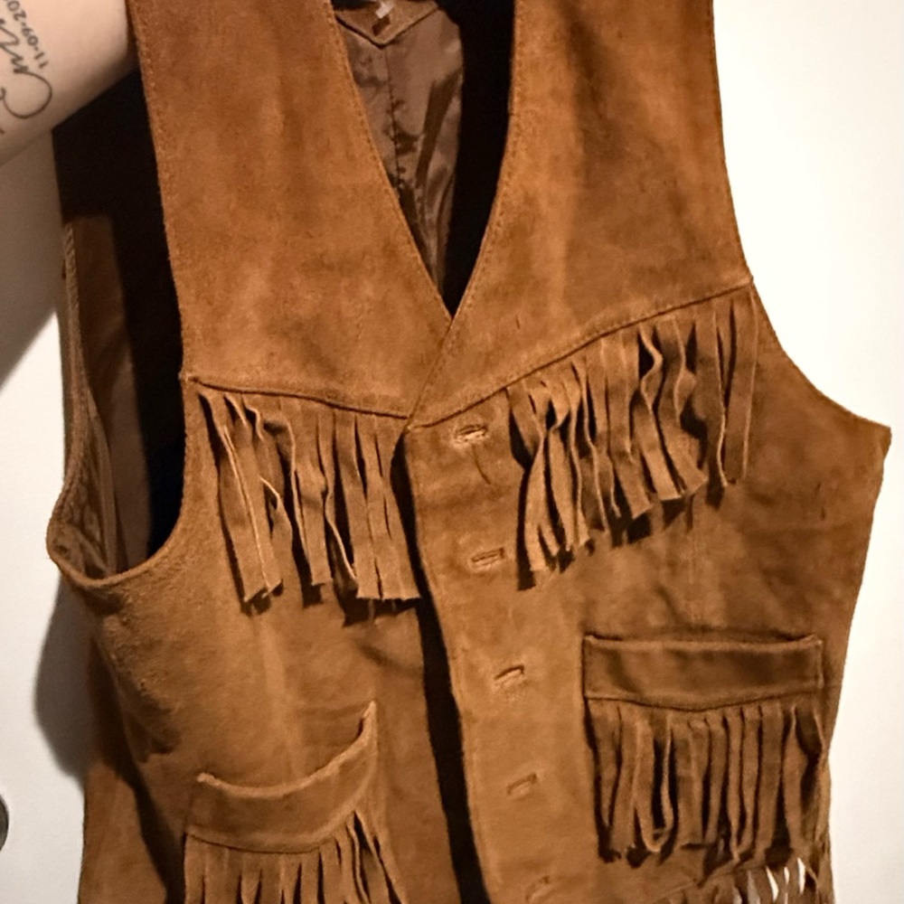 Brown 100% Leather Vest- OUI International